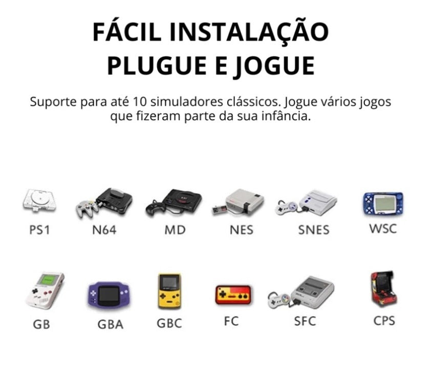 Game Stick Retrô 4k 64G com 30.000 Jogos Nostálgicos + 2 Controles Sem